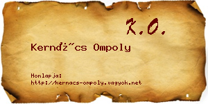 Kernács Ompoly névjegykártya